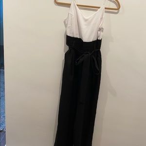 One piece black pant white top jumpsuit size S